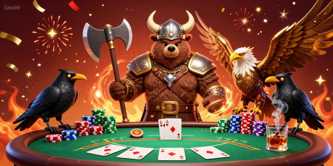 Experience exciting casino action with loto188 featuring Viking bear and Valkyrie in a 3D cartoon setting.