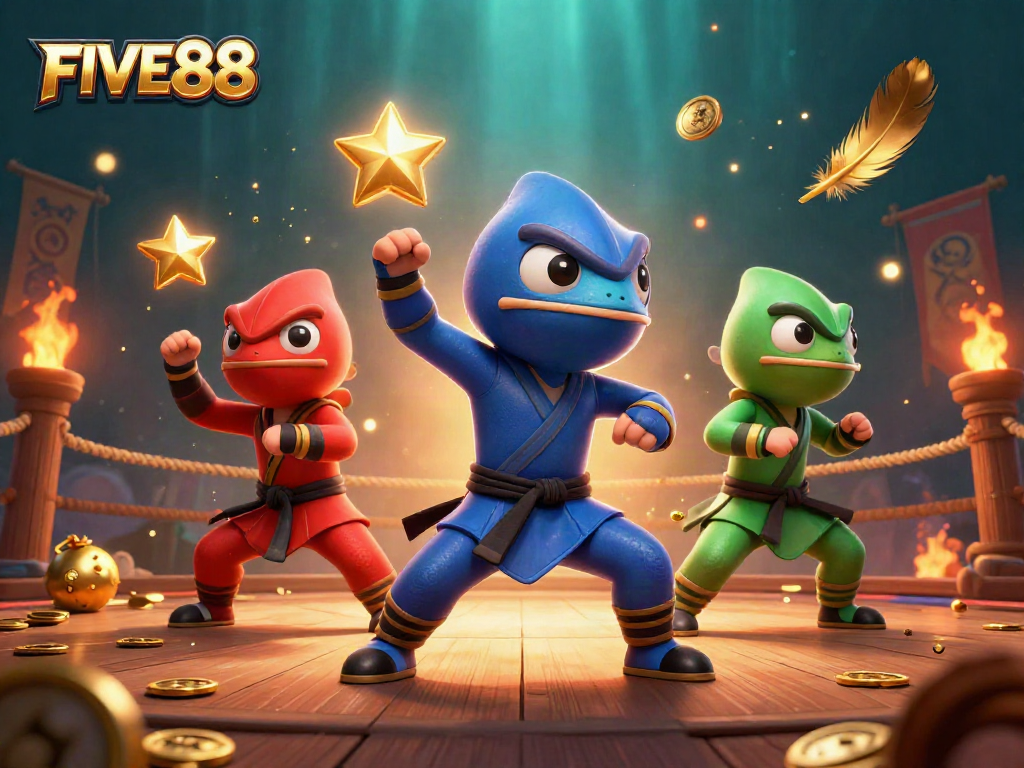 Engage with the FIVE88 brand through a vibrant martial arts scene in an online casino atmosphere