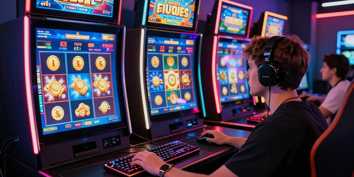 Player engaging with bro138 online slots in a vibrant gaming setup.