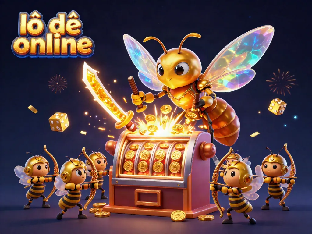 Experience winning with lô đề online in a vibrant, action-packed 3D illustration filled with prizes and excitement.