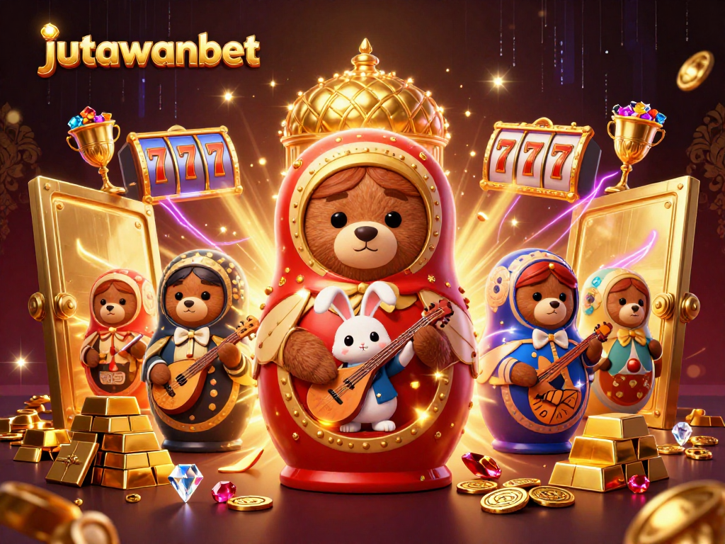 Play exciting slots with Jutawanbet featuring vibrant 3D cartoon characters and dazzling casino elements.