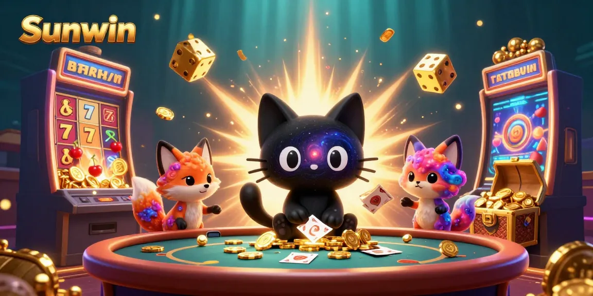 Experience the excitement at Sunwin's cosmic casino with vibrant characters and games.