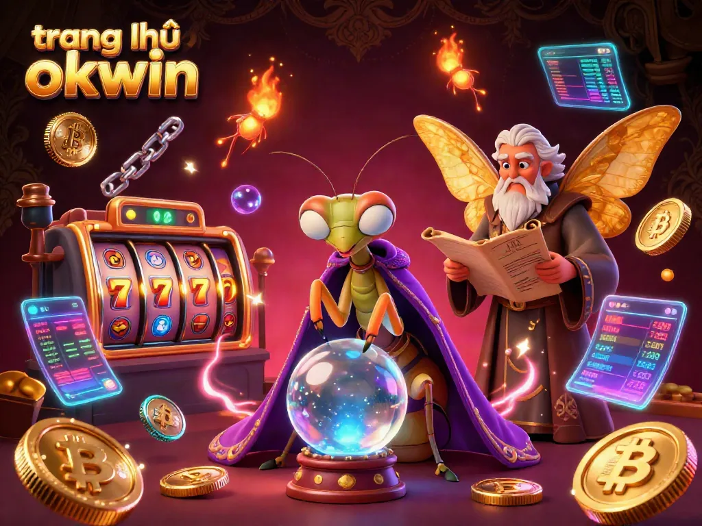Engage in thrilling gameplay at trang chủ okwin with vibrant slot games amid a mystical 3D casino scene.