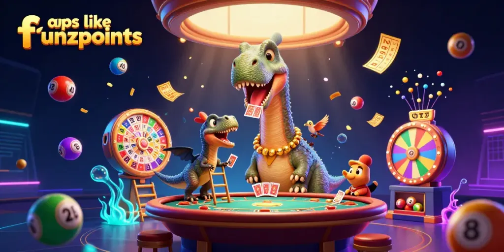Engage with apps like funkcpoints in a vibrant casino scene with colorful elements and fun interactions.