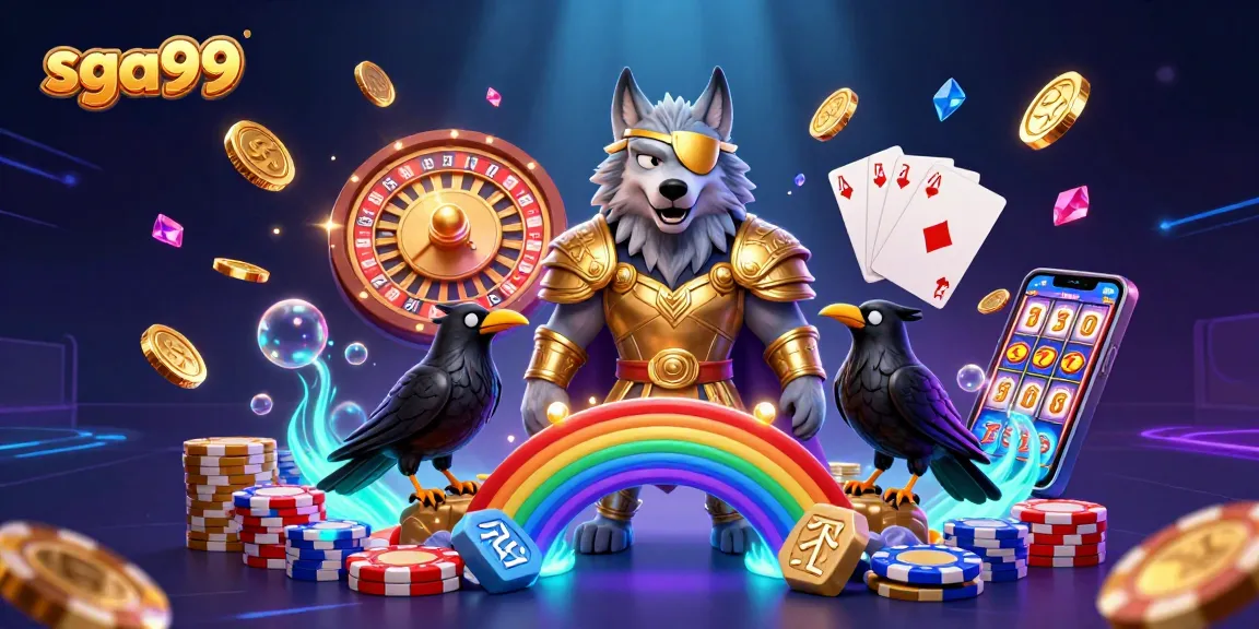 Engage with sga99 through vibrant casino imagery combining Norse mythology and gaming elements.