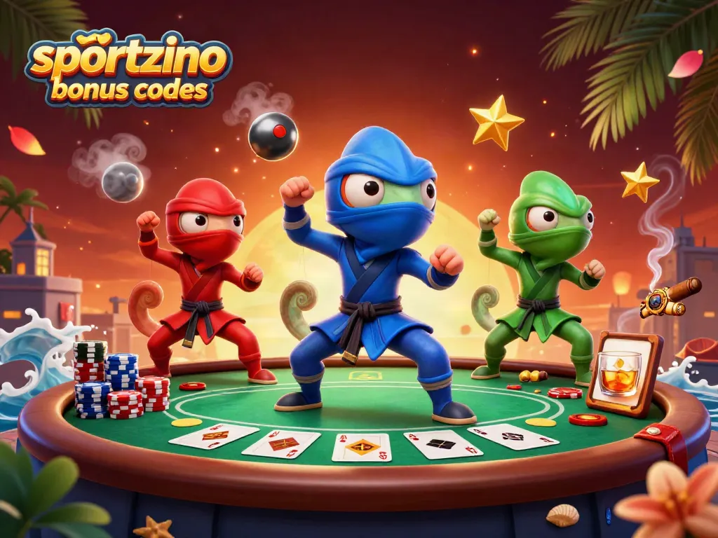 Spin the reels with sportzino bonus codes and win adventure coins in a vibrant casino scene.