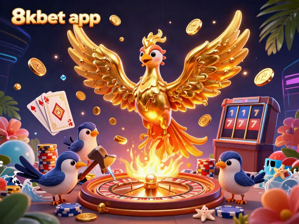 Experience winning strategies with the 8xbet app - a dynamic casino scene filled with golden treasures and excitement.