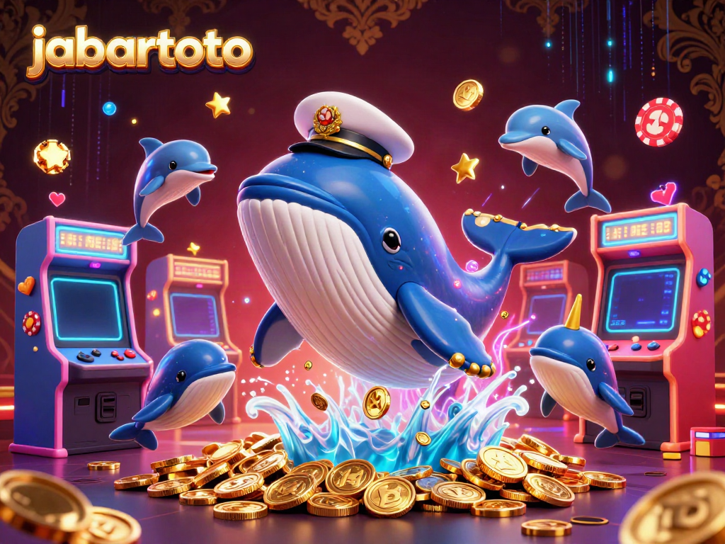 Jabartoto menghadirkan permainan slot menang besar dengan karakter kartun beruang dan ikan narwhal dalam suasana kasino yang menarik.