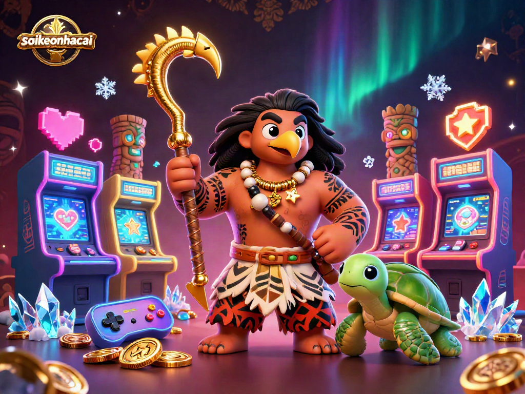 Experience the excitement of soikeonhacai with a dynamic 3D casino scene featuring colorful game elements.