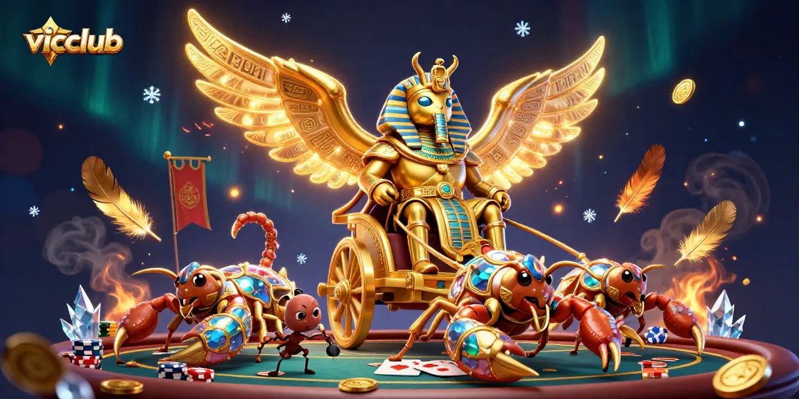 Play exciting poker at vicclub with a golden scarab beetle and jewel-encrusted characters.