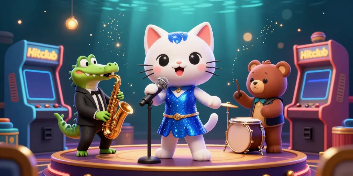 Engage with Hitclub's vibrant gambling atmosphere featuring animated characters in a casino scene.