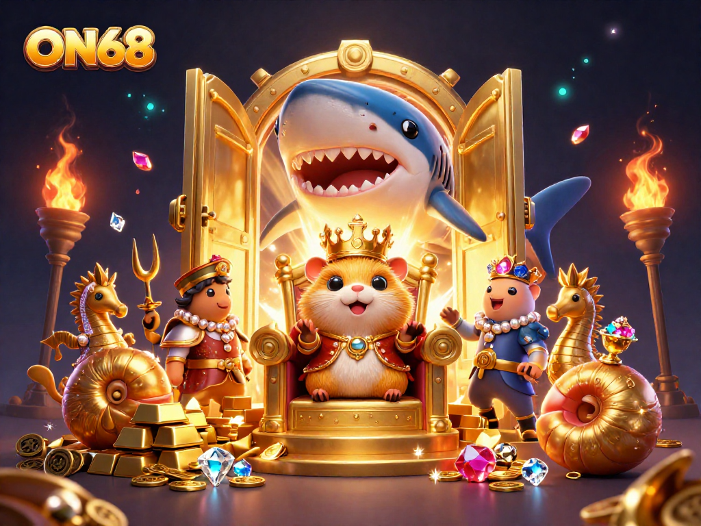 Experience thrilling games at ON68, where the golden hamster king rules a treasure-filled casino realm.
