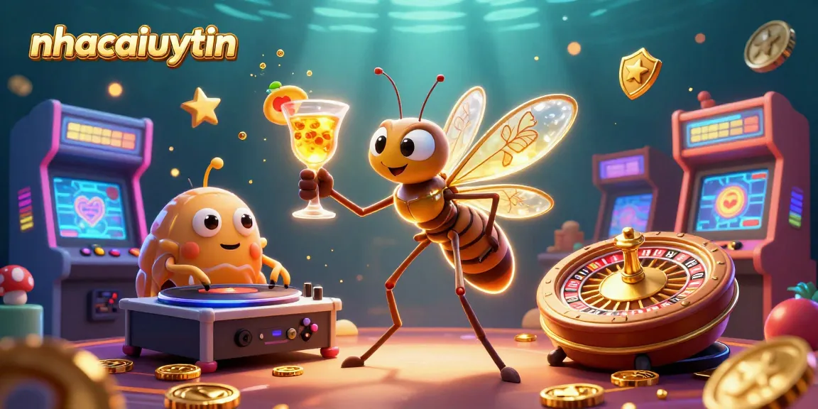 Engage with nhacaiuytin's vibrant gaming scene featuring a unique casino mascot and dynamic game elements.