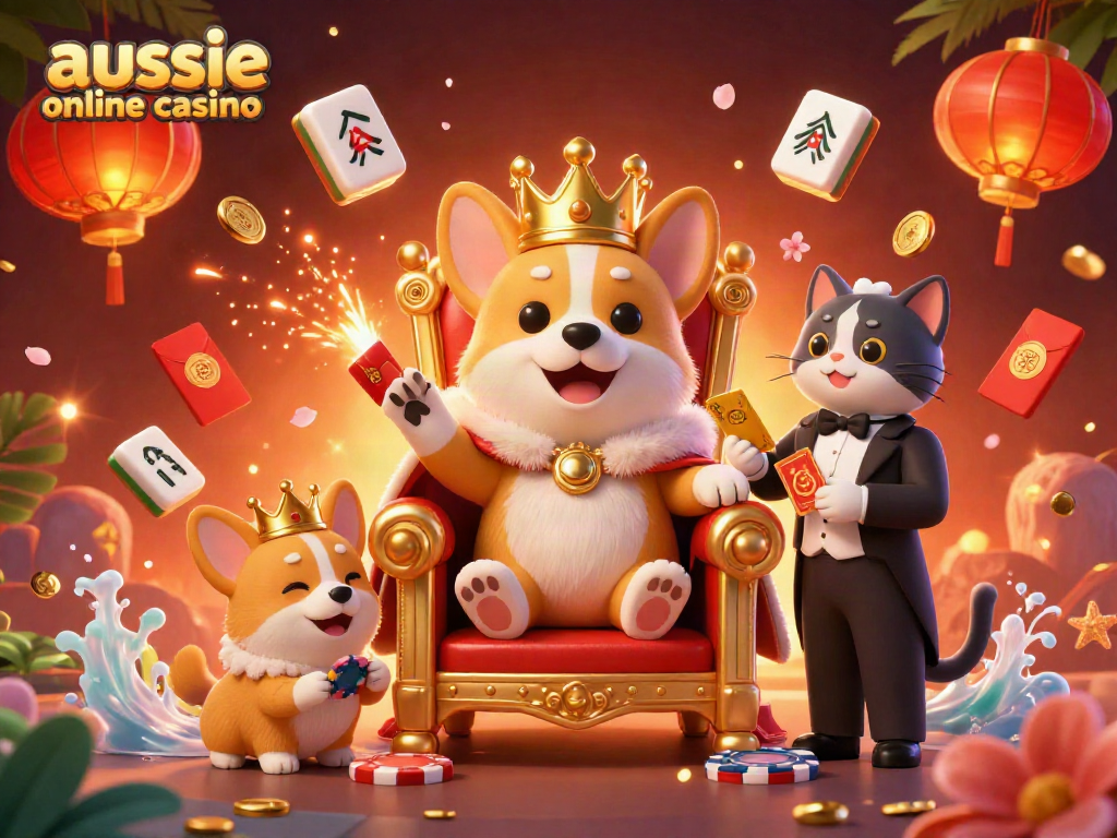 Experience the excitement of aussie online casino with this vibrant 3D illustration of cartoon characters in a casino setting.