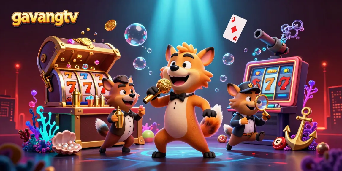 Engage in a vibrant casino atmosphere with gavangtv's lively hyena characters, showcasing excitement and humor.