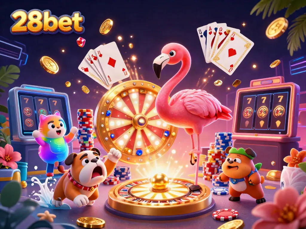Experience excitement with 28bet's vibrant casino atmosphere featuring winning prizes and joyful gameplay.