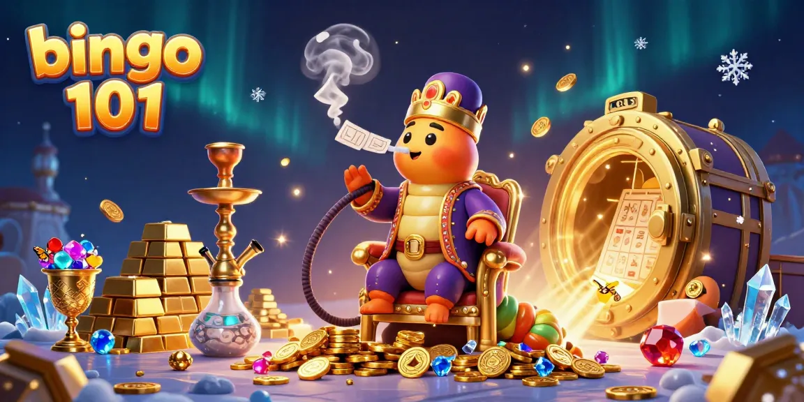 Mengalami keseruan bingo 101 dengan ilustrasi karnaval 3D, simbol bingo dan harta berkilauan.