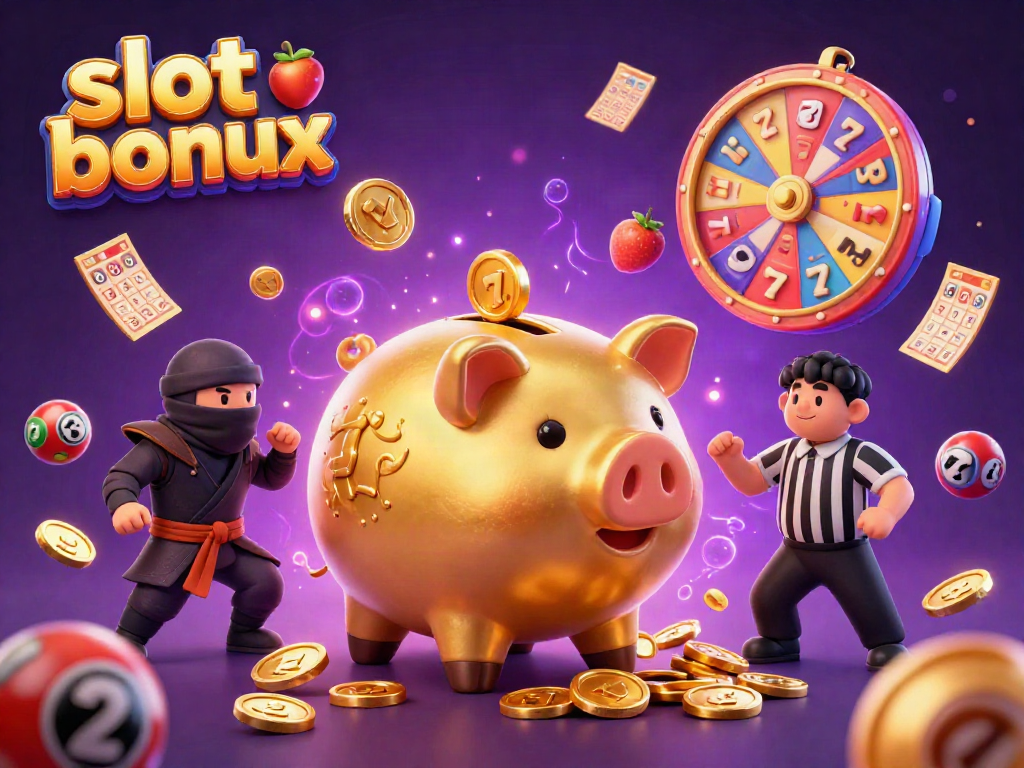 Experience thrilling slot bonus action with a golden piggy bank and colorful game elements.