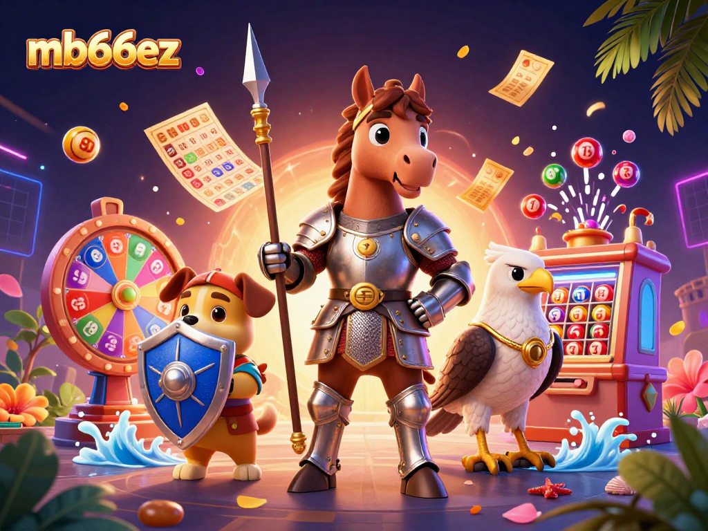 Engage with mb66ez for thrilling lottery fun featuring colorful elements, knights, and enchanting characters.