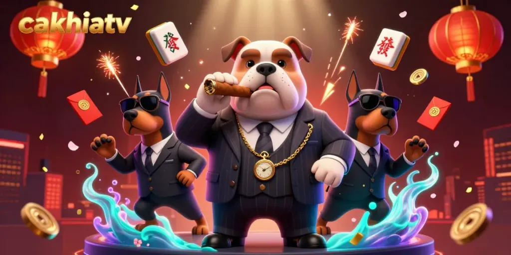 Experience cakhiatv through an exhilarating casino-themed illustration with lively characters.