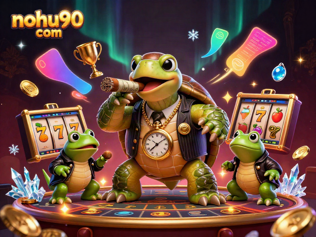 Join the action at nohu90 com with a lively 3D gaming scene featuring charismatic characters in a casino atmosphere.