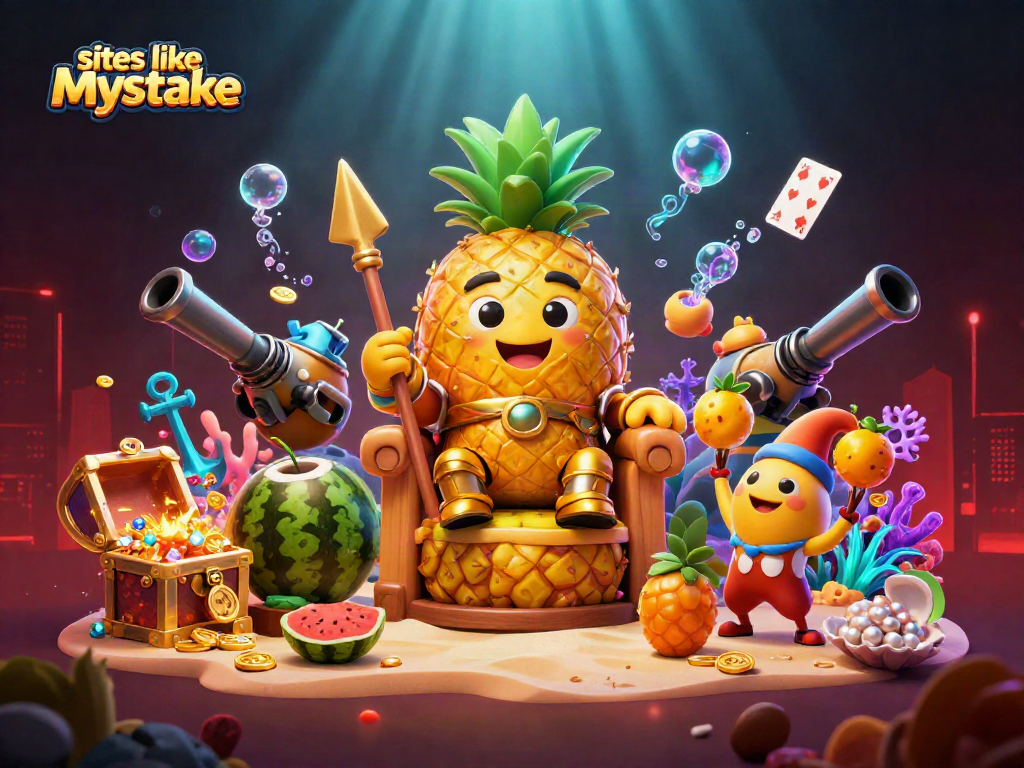 Spin and win at sites like mystake with vibrant casino-themed 3D illustration!