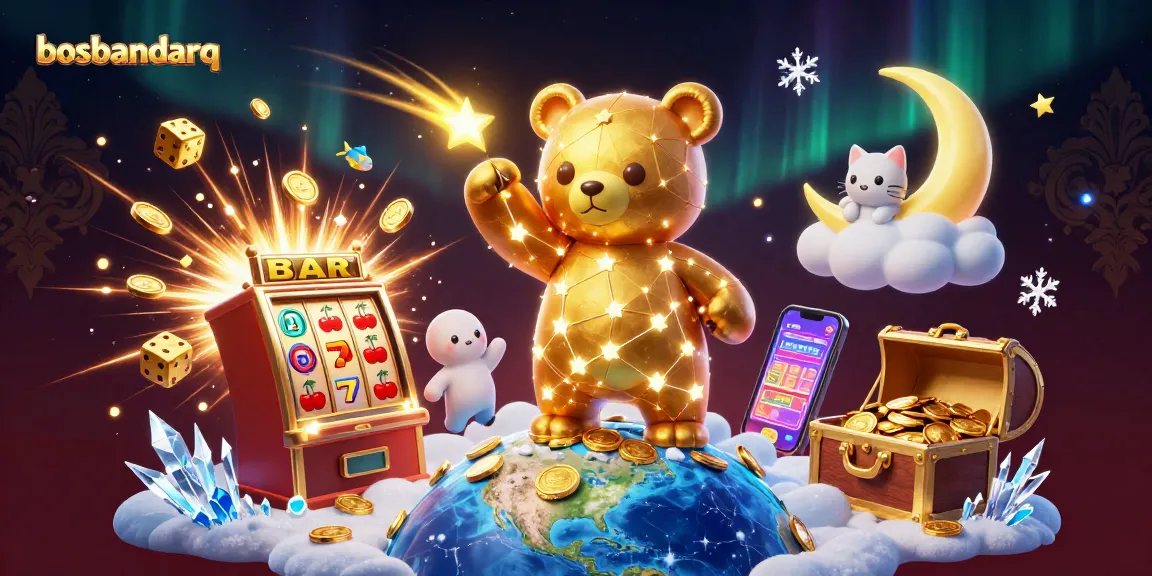 Experience thrilling gaming at bosbandarq with a stellar 3D illustration capturing vibrant casino action.