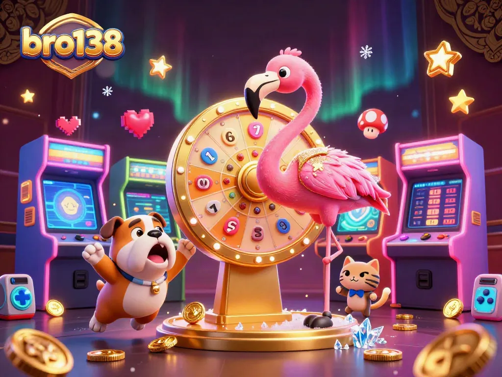 Engage in exciting gameplay with Bro138's golden prize wheel and dynamic slot reels.