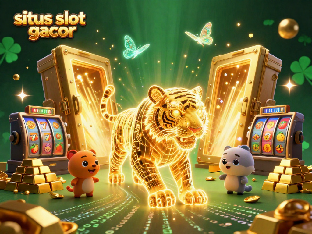 Mengguncang situs slot gacor dengan harimau emas neon dan elemen kasino digital yang memikat
