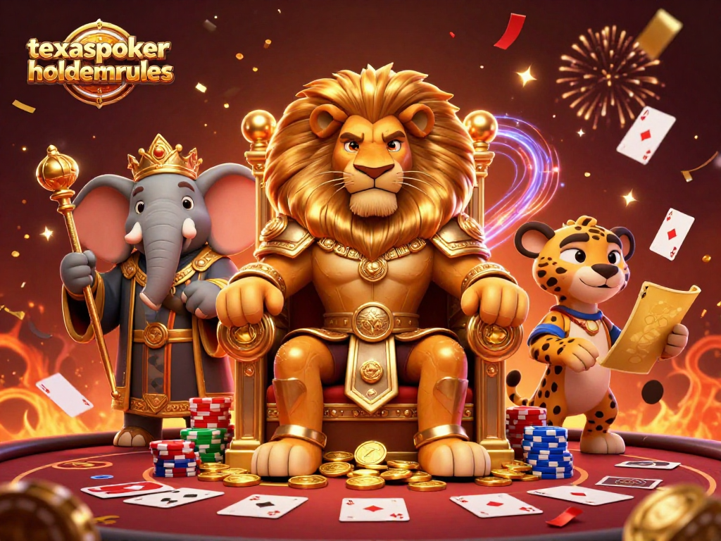 Engage with the strategic gameplay of texaspokerholdemrules featuring a fierce lion king and poker elements.
