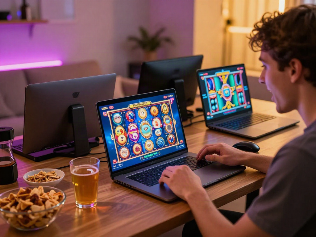 Slot MAHJONGJP88 gaming experience with player immersed in vibrant gameplay.