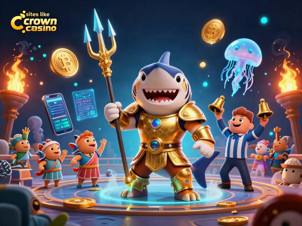 Play exciting games like those at Crown Coins Casino with colorful 3D slots and crypto elements.