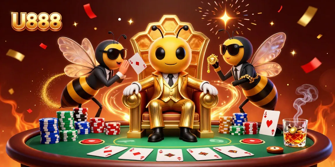 Experience the thrill of U888 with a vibrant casino scene featuring diverse gaming elements.