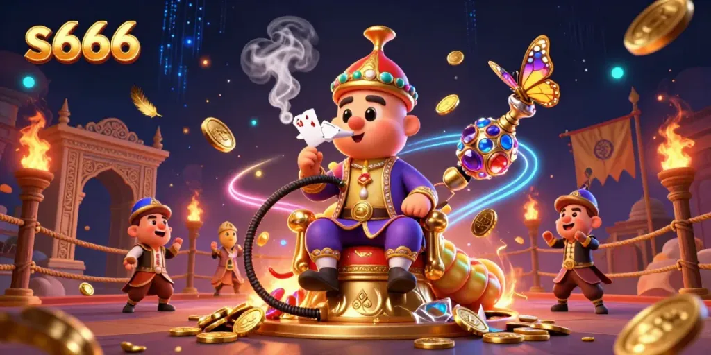 Experience thrilling gaming with s666 featuring unique 3D characters amidst vibrant casino elements.