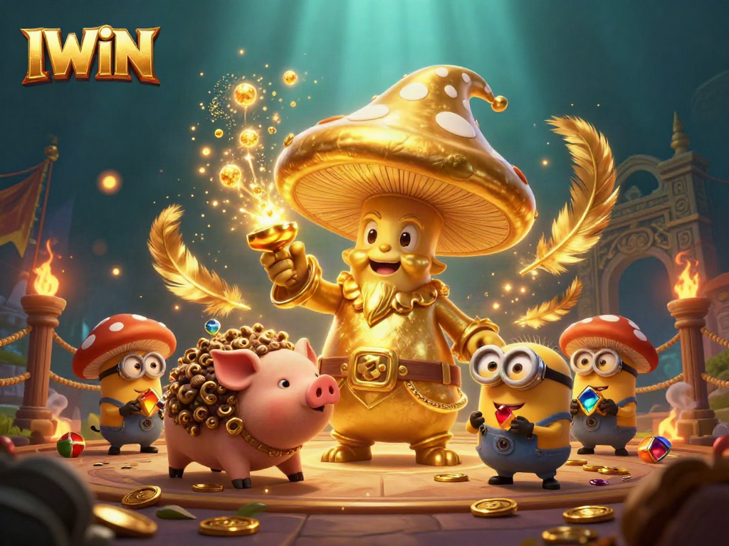 IWIN reveals a magical world of treasure with golden characters and animated casino action.