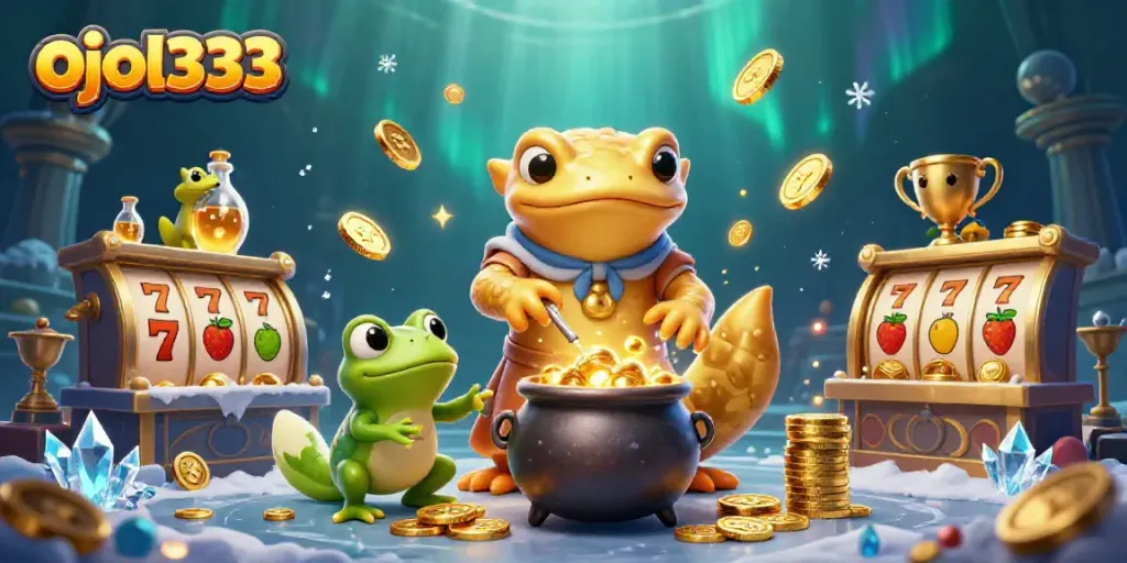 Spin the reels of ojol333 while a golden salamander alchemist brews wealth in a magical laboratory.